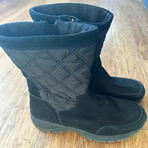 LANDS END Womens Black Quilted, Side Zip WinterBoots